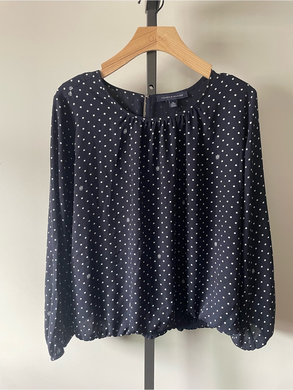 Tommy Hilfiger Navy Blue Polka Dot Blouse Plus Size XL